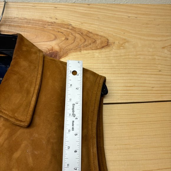 Brooks Brothers Suede Vest Mens Small Brown Full Zip Insulated Down Puffer - Picture 10 of 16